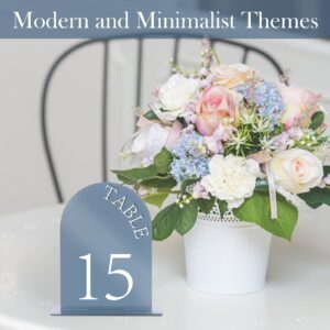 Acrylic Wedding Table Numbers 1-15 Table Number Stands Bulk Wedding Table Signs Stand Table Number Holders With Cards Wedding Table Numbers Stands for Bridal Shower Reception Anniversary (Dusty Blue, 5x7)