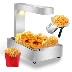 auveach 15l french fry food warmer, commercial food warmer with heat lamp, stainless steel warming cabinet station, fastfood restaurant snack bar buffet supplies for chips fried chicken roast meat