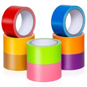 [8 pack] rainbow colored duct tape, 15 yards x 2 inch duct tape heavy duty waterproof, no residue, bright duct tape colors and patterns for packaging, arts crafts, color-coding, and diy projects