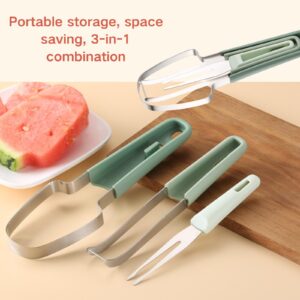 3 In 1 Watermelon Fork Slicer Cutter,2024 New Portability Watermelon Cutter Slicer Tool, Stainless Steel Watermelon Fruit Knives, Portability Knife Fruit Fork for Camping Kitchen Gadgets (1PCS)