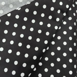 AD FABRIC, Polycotton Printed Polka Dots, Mini Dots, 60" Wide, Sold by Yard, in Continuous Yards (Black/White)