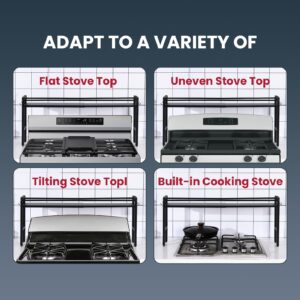 yudeke upgrade Stove Top Shelf，Over the Stove Spice Shelf for Kitchen,Spice Rack Shelf with 4 hooks Extra Storage Countertop, Seasoning Organizer,Kitchen Organizers and Storage (Black)