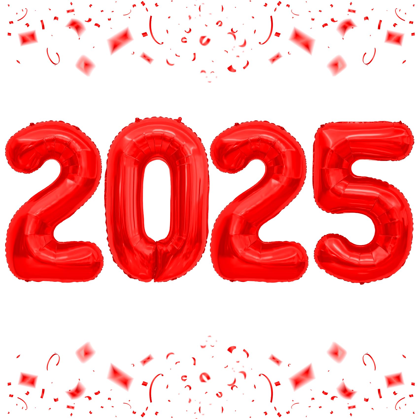 2025 Balloons, 40 Inch Foil Number Balloons, 2025 Balloon Numbers, New Years Decorations 2025 Balloons for Birthday Christmas Anniversary Graduation New Years Eve Party Supplies Decorations, Red