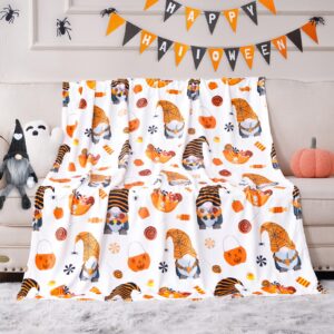 jisen halloween blanket pumpkin throw blanket cozy fall throw blanket for women kids men soft blanket for couch living room halloween decor bed throw blanket 50 x 60 inch gnomes