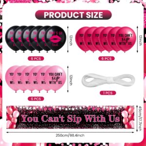 Bachelorette Party Decorations Black Pink Black You Can't Sip With Us Banner and 18 Pcs That's So Fetch Balloons for Girls Women Y2K Bridal Shower Early 2000s Birthday Party Supplies