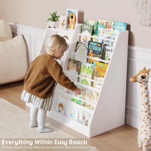 Lkeiyay Kids Bookshelf and Toy Storage,Nursery Bookshelf,Single-Sided Book Display with Storage,White