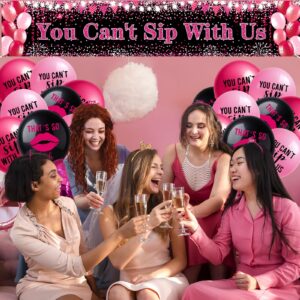 Bachelorette Party Decorations Black Pink Black You Can't Sip With Us Banner and 18 Pcs That's So Fetch Balloons for Girls Women Y2K Bridal Shower Early 2000s Birthday Party Supplies