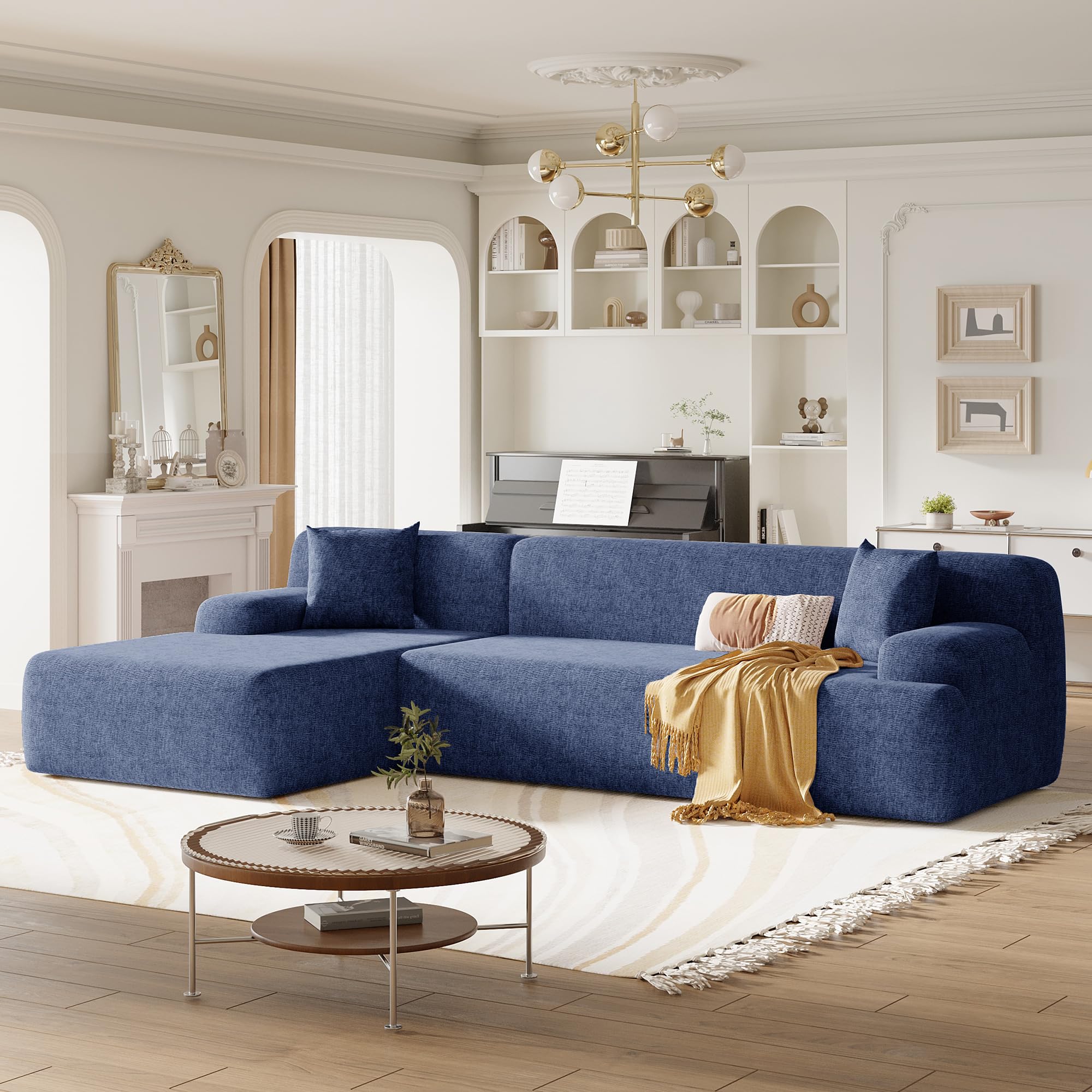 Amposei Modern Modular Sectional Sofa Large L-Shape Couch for Living Room, Bedroom, 2-Piece Free Combination Sofa Furniture, Blue