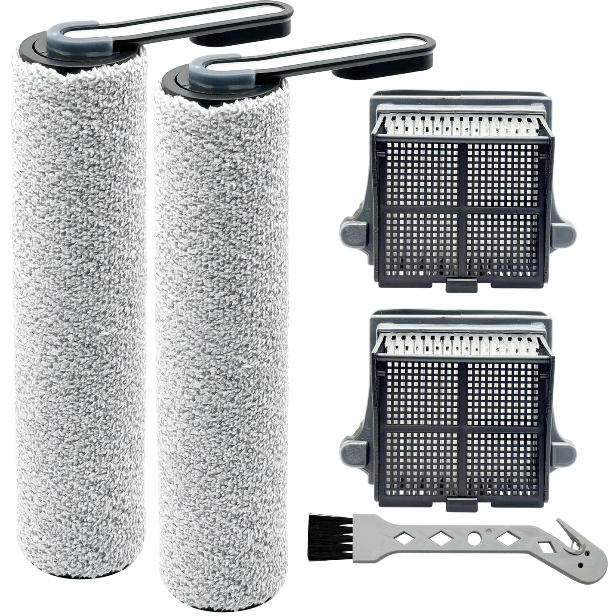 Brush Rollers and Filters Replacement Compatible with Tineco iFLOOR 5 Breeze Complete Vacuum Cleaner- 2 Brush Rollers + 2 Vacuum Filters + 1 Cleaning Tool