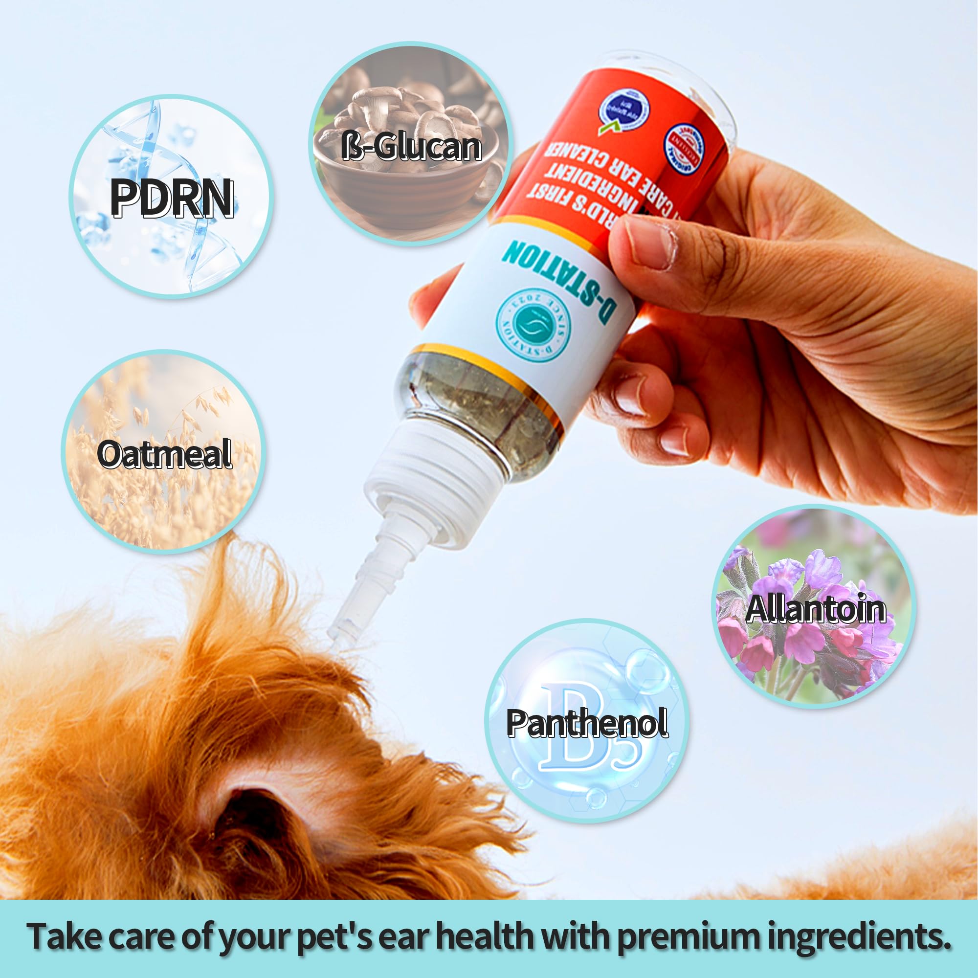 D-STATION PDRN OTIC Ear Cleaner is formulated with Premium PDRN to Soothe itching, Reduce Inflammation, and Keep Ears Clean While Promoting Healthy Ear Skin. Suitable for Dogs & Cats of All Ages. 4oz