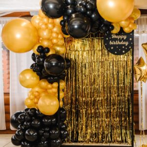 RUBFAC 145pcs Black Balloons Latex Balloons 18 12 10 5 Inch Party Balloon Kit Different Sizes for Birthday Party Wedding Balloon Graduation Baby Shower Decoration