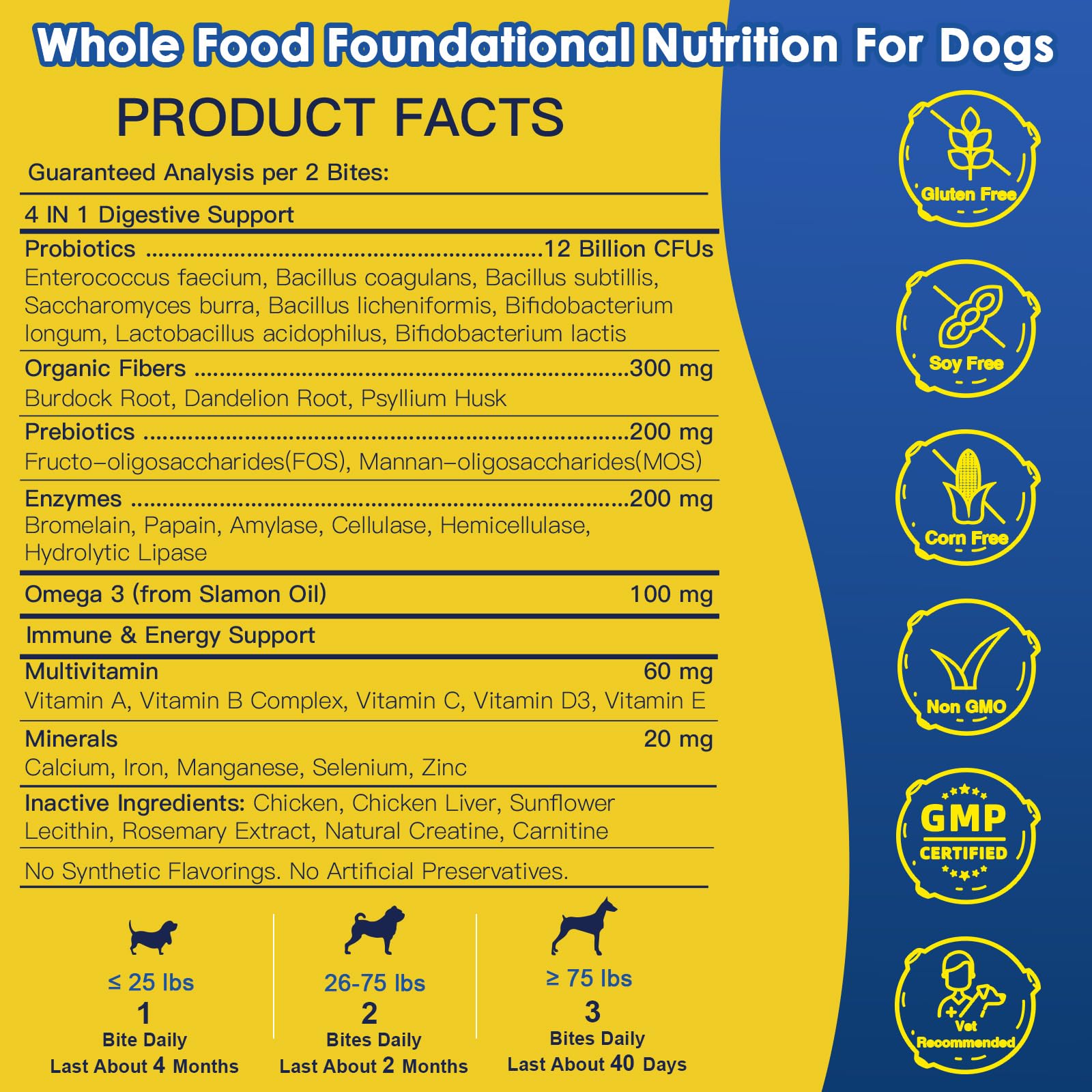 Probiotics for Dogs - Dog Probiotics for Digestive Health, Prebiotics, Enzymes, Fiber, and Omega-3 with Vitamins to Promote Intestinal Health, Support Immunity, Allergies & Itchy Skin, 120 Bites