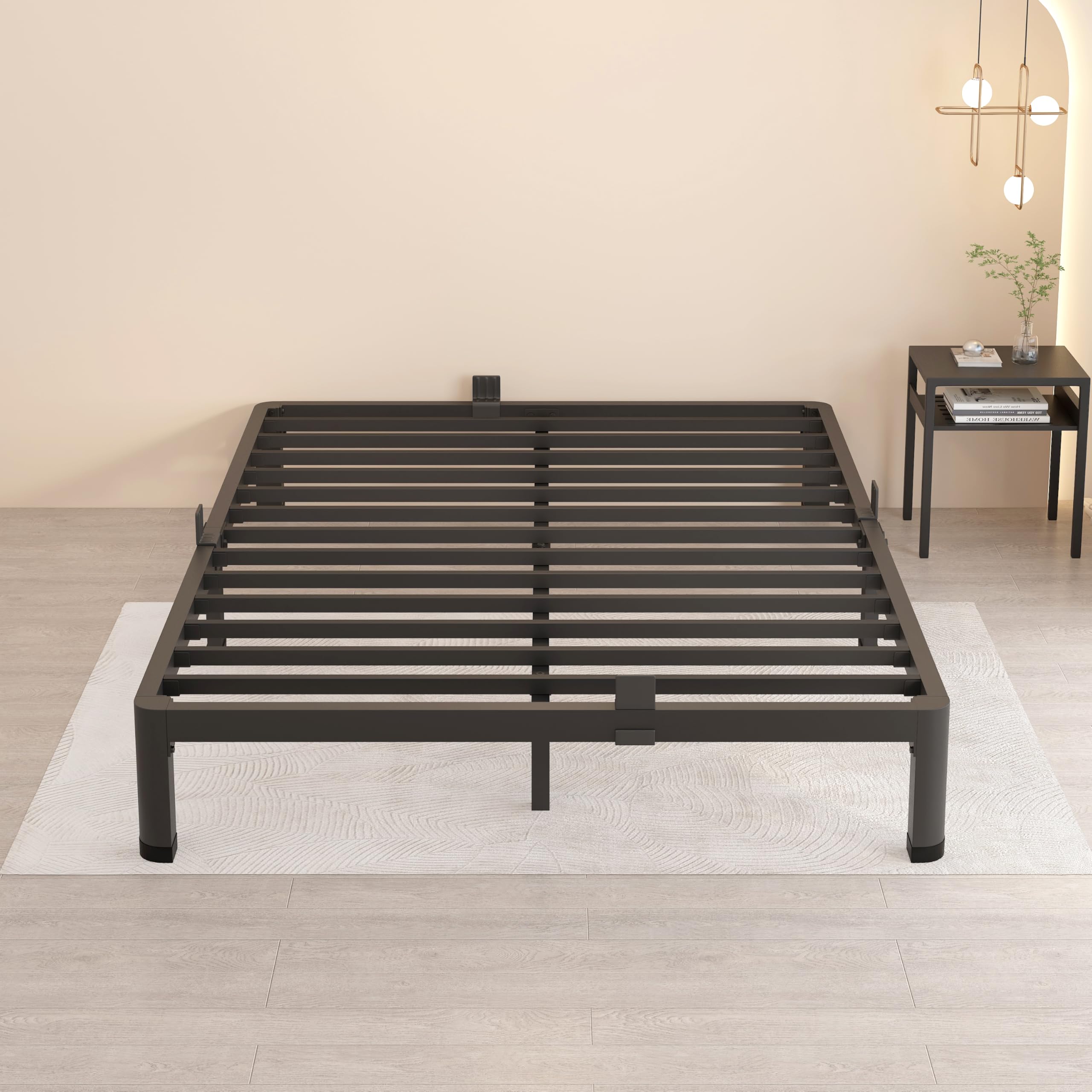 MAF 7 Inch Full Size Metal Platform Bed Frame with Round Corner Legs, 3000 LBS Heavy Duty Steel Slats Support, Noise Free, No Box Spring Needed, Easy Assembly