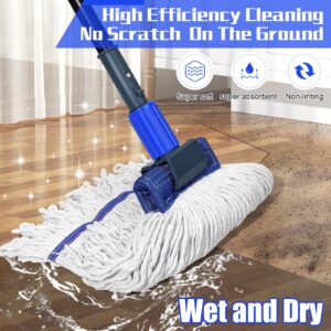 Commercial Mop Heavy Duty Industrial Cotton Mop,Looped-End String Wet Mop for Floor Cleaning with Long Handle, Janitorial Mop for Home,Garage,Office, Workshop, Warehouse