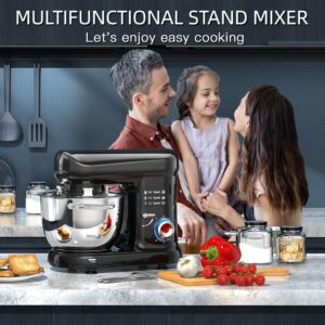 Kitchen Stand Mixer, 6Qt Household Stand Mixers, 660W 6+P Speed Tilt-Head Electric Dough Mixer, Food Mixers for Daily Use with Dough Hooks, Whisk, Beater