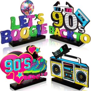 90s party decorations 4pcs 90s table centerpieces retro 1990s hip hop party table favors 90's table toppers centerpieces for 90s theme party supplies