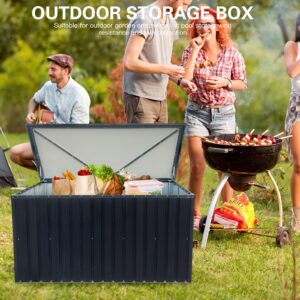 Jintop 72" Outdoor Storage Deck Box Large Out Door and Outdoor Use with Waterproof Roofs and Lockable Doors,344 Gallon Patio Furniture and Store Bench Toolbox for Garden,Terrace,Barbecue,Picnic,Black