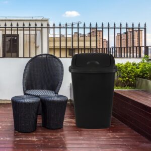 Xyskin 13 Gallon Kitchen Swing Top Garbage Can, 4-Pack Plastic Trash Can, Black