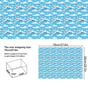 NARCSCHICHU Airplane Wrapping Paper Blue Design Gift Wrapping Paper with Plane Cloud Pattern for Baby Shower Boy Girl Birthday Wedding Holiday - 20 X 28 Inches Per Sheet