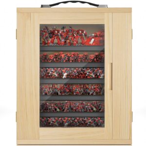 weliday miniature storage case for collectibles miniatures, miniature display cases with magnetic door and 6 trays, clear view miniatures transport case