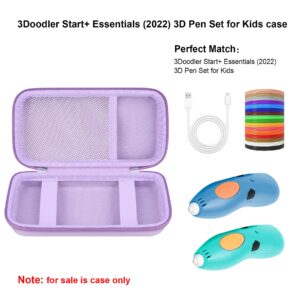 Elonbo Carrying Case for 3Doodler Start+ Essentials (2024) 3D Pen Set for Kids, 3D Printing Pens Travel Storage Organizer Holder, Extra Mesh Pocket Fits Plastic Filament, Charger, Purple