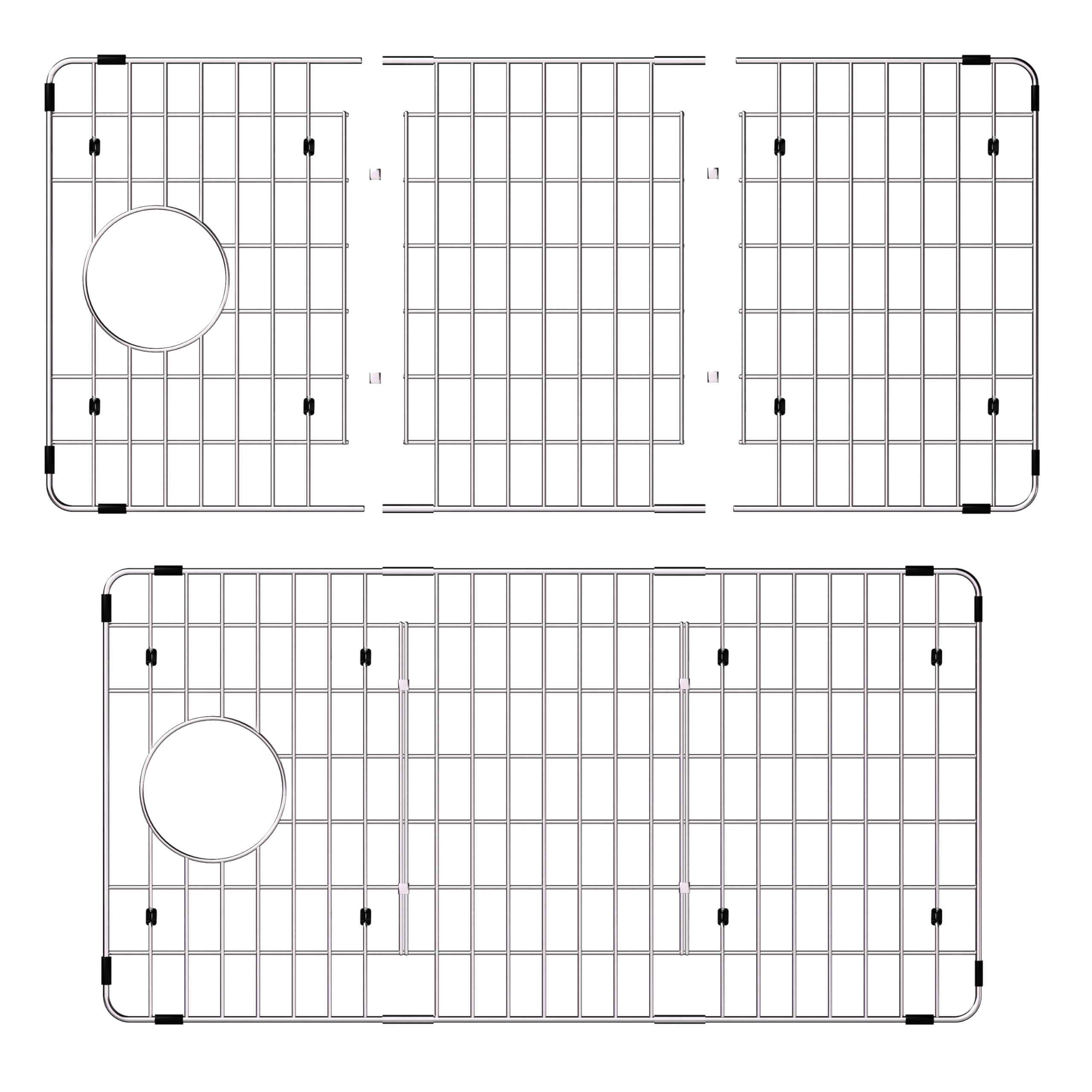 Large Metal Sink Protector for Kitchen Sink,Stainless Steel Sink Bottom Rack 28.8" X 14.8",Kitchen Sink Grate with Side Drain Hole, Kitchen Sink Grid with Strainer for Single Bowl