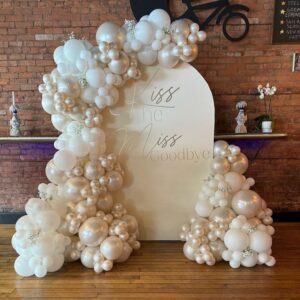 Pearl white Double-Stuffed Balloon Garland Arch Kit,154 Pcs Different Sizes 12/10/5 inch White Sand Cream Balloons For Bridal Shower Birthday Anniversary Wedding Decorations