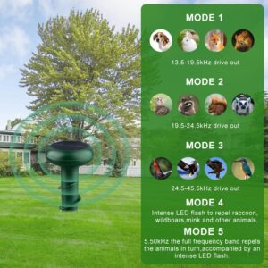 Solar-Energy Mouse Repellent 2P with Screw-Shape Stakes Outdoor, Ultrasonic Mole Repellent for Lawn, Yard, Farmland, Keep Voles, Chipmunks, Squirrels, Snakes, Armadillos, Groundhogs away