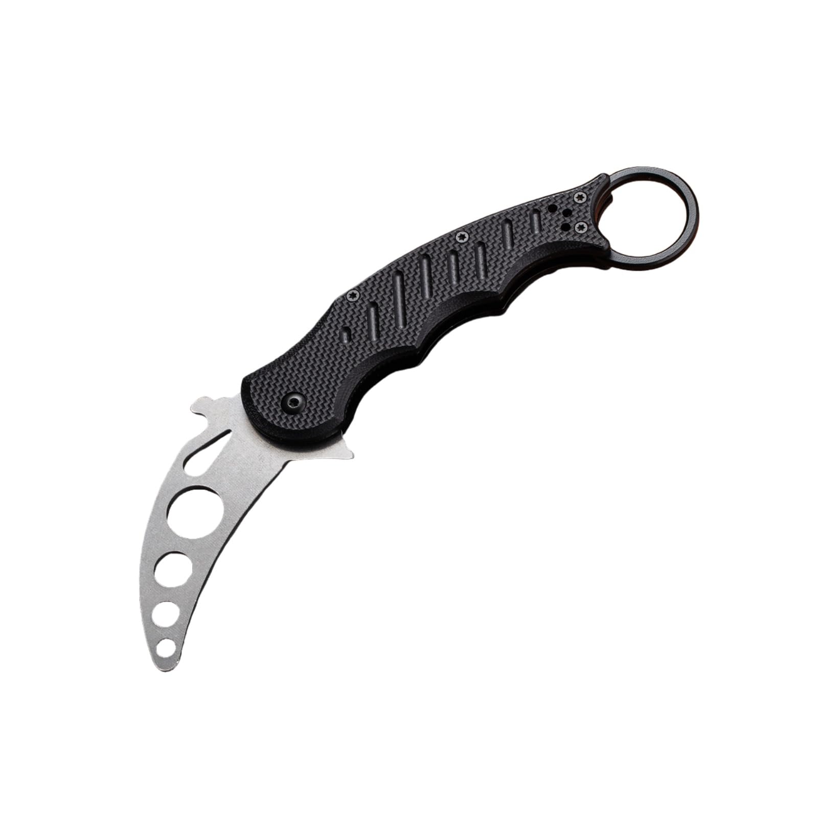 SWDAE Karambit Trainer Knife, Folding Pocket Knife, Dull Liner Lock, G10 Anti-Slip Stainless Steel Handle, Finger Holes, Pocket Clip