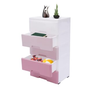 LUNUMAOS 5-layer gradient pink storage cabinets, lockers with drawers to store clothes, towels, toys and other items, suitable for home, living room, bedroom