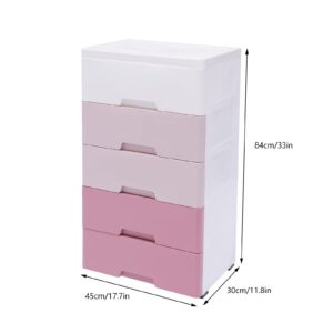 LUNUMAOS 5-layer gradient pink storage cabinets, lockers with drawers to store clothes, towels, toys and other items, suitable for home, living room, bedroom