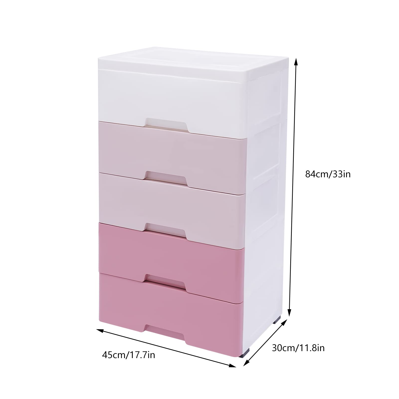 LUNUMAOS 5-layer gradient pink storage cabinets, lockers with drawers to store clothes, towels, toys and other items, suitable for home, living room, bedroom