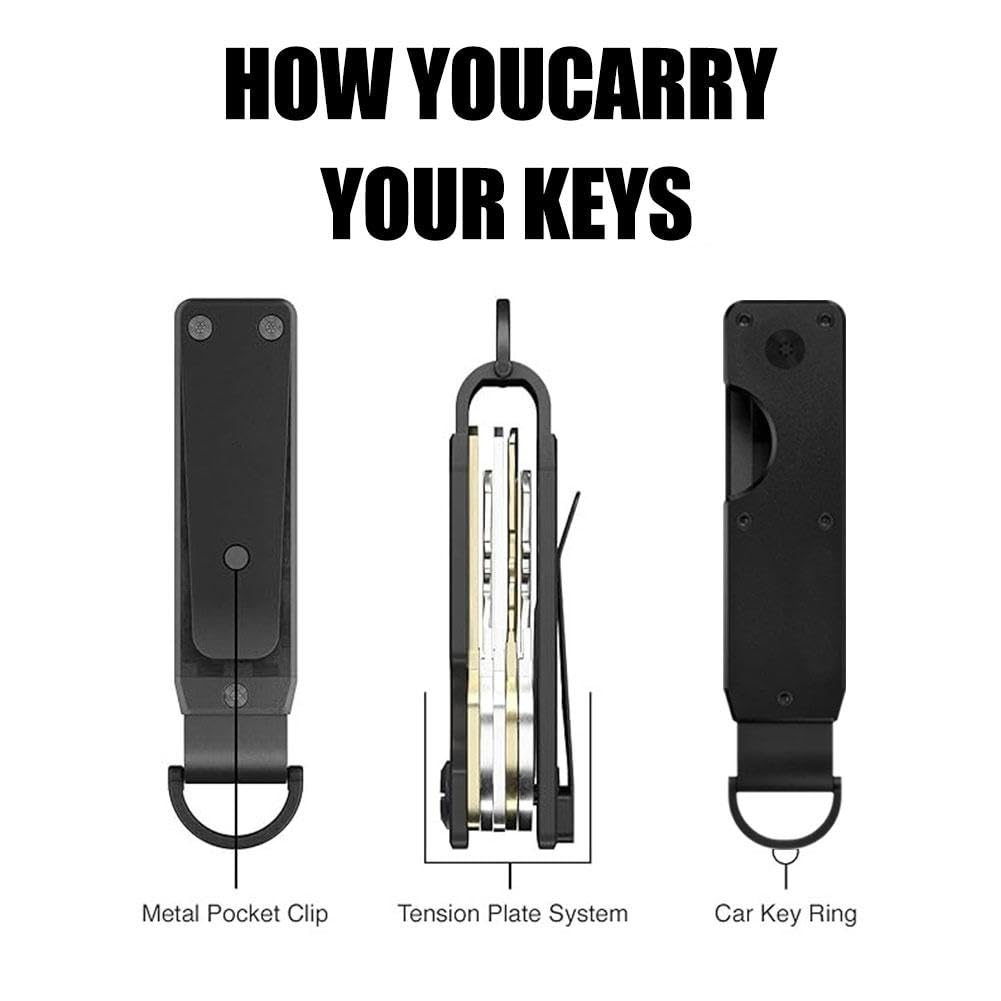 Key Organizer For Men,Compact Key Holder with Mini Screwdriver,Creative Folding Pocket Key Holder up to 5 Keys (C)