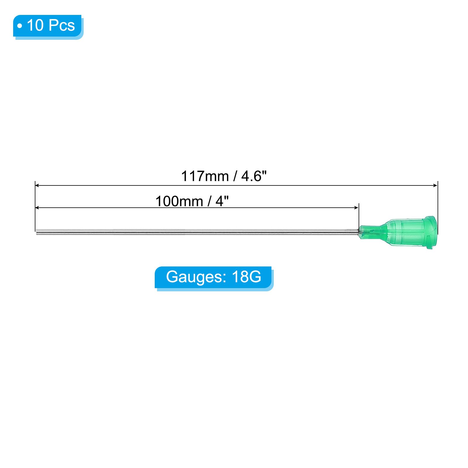 PATIKIL Blunt Tip Dispensing Needles 18G, 10 Pcs 4 Inch Industrial Liquid Dispenser Needle with Lure Lock for Refilling Liquid Ink Adhesive Glue, Green