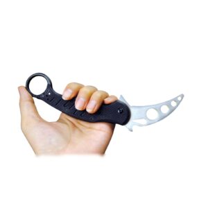 SWDAE Karambit Trainer Knife, Folding Pocket Knife, Dull Liner Lock, G10 Anti-Slip Stainless Steel Handle, Finger Holes, Pocket Clip