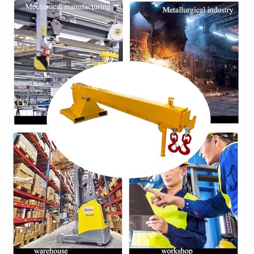 BREVELTION 4400lb/2ton Loading Capacity Forklift Mobile Crane Telescopic Arm with 0-75 Degrees Adjustable Tilt Angle 7ft-12ft Extension Attachments Boom Truss Hoist Jib Towing Handling Equipment