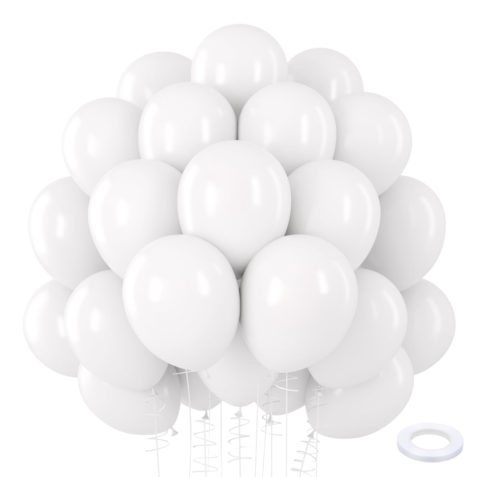 110 Pack White Balloons 12 inch Latex Party Balloons for Birthday Party Graduation Anniversary Baby Shower Wedding Decorations