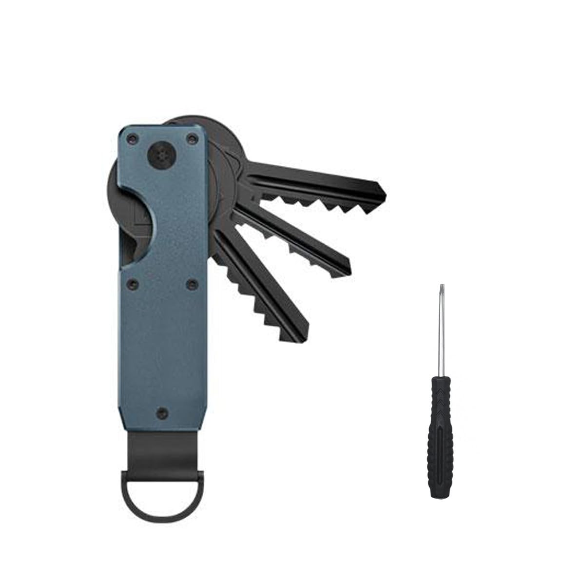 Key Organizer For Men,Compact Key Holder with Mini Screwdriver,Creative Folding Pocket Key Holder up to 5 Keys (C)