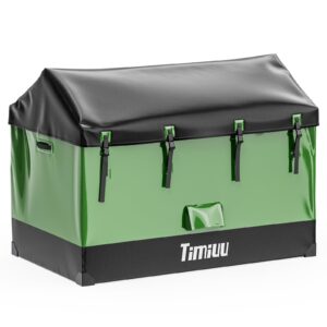 timiuu xxl 310 gallon extra large deck box, waterproof outdoor storage box with taller side panels for patio furniture cushions, pools and garden tools green & black