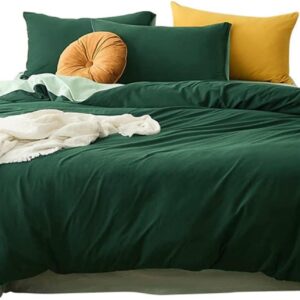 Magic bedding 100% Pure Cotton Bedding Set Cotton Duvet Cover Twin/Full Boho Bedding Soft Cotton Dual Color Bedding Set Forest Green & Sage Green Quilt Uo Bedding Cover (King 90X104)