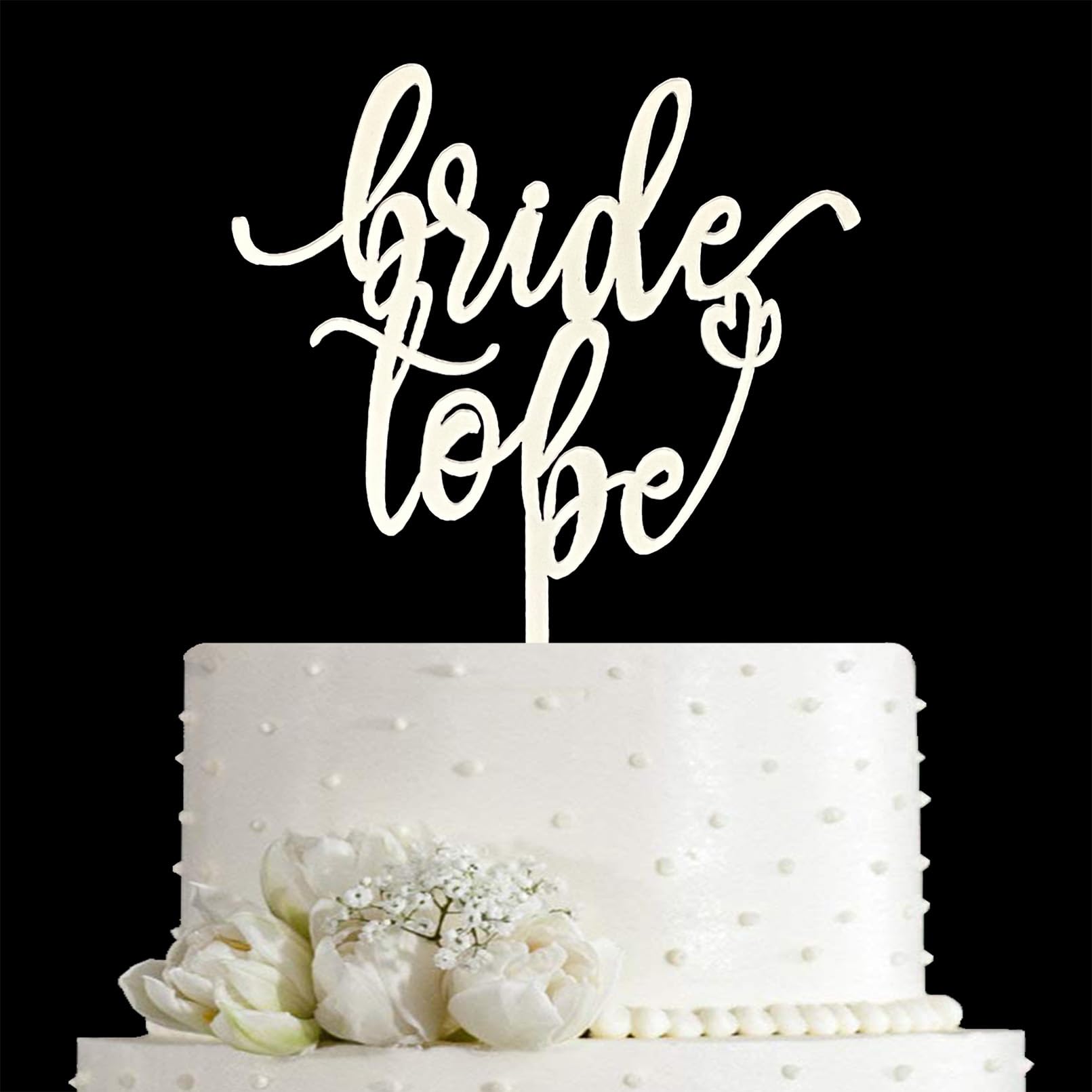 JIEEIN Bride to Be Cake Topper - Mirror Silver Acrylic - Sparkly Bridal Shower/Bachelorette Party Cake Topper