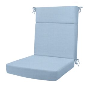 pcinfuns outdoor high back chair cushion,water resistant tufted adirondack rocking chair cushion with ties,replacement seat cushion for patio furniture,light blue