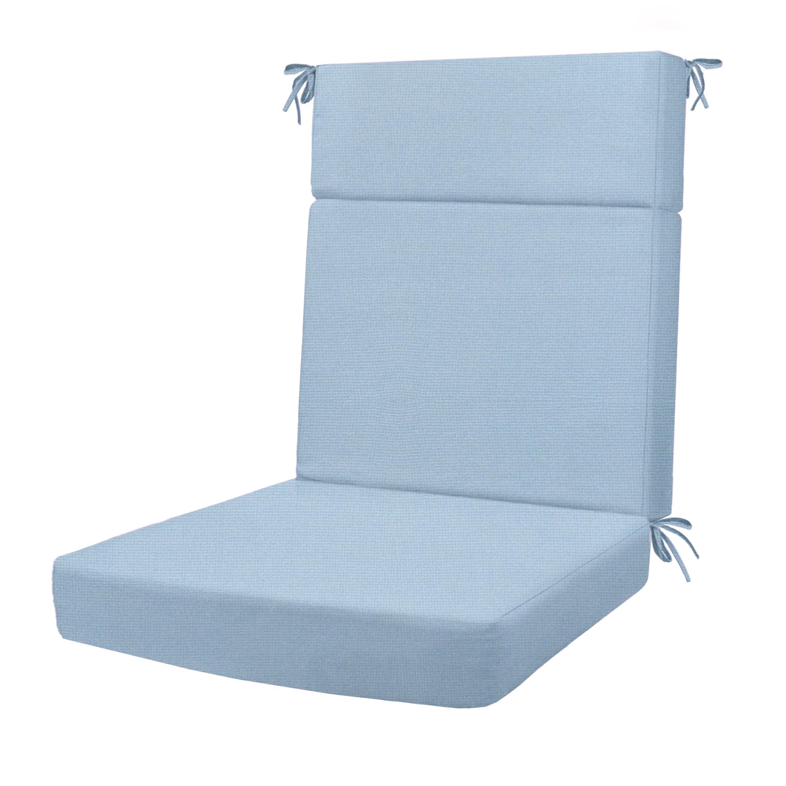 Pcinfuns Outdoor High Back Chair Cushion,Water Resistant Tufted Adirondack Rocking Chair Cushion with Ties,Replacement Seat Cushion for Patio Furniture,Light Blue