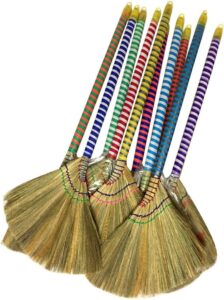 (6 packs) traditional asian broom trio - 40" vietnamese straw brooms for gentle cleaning