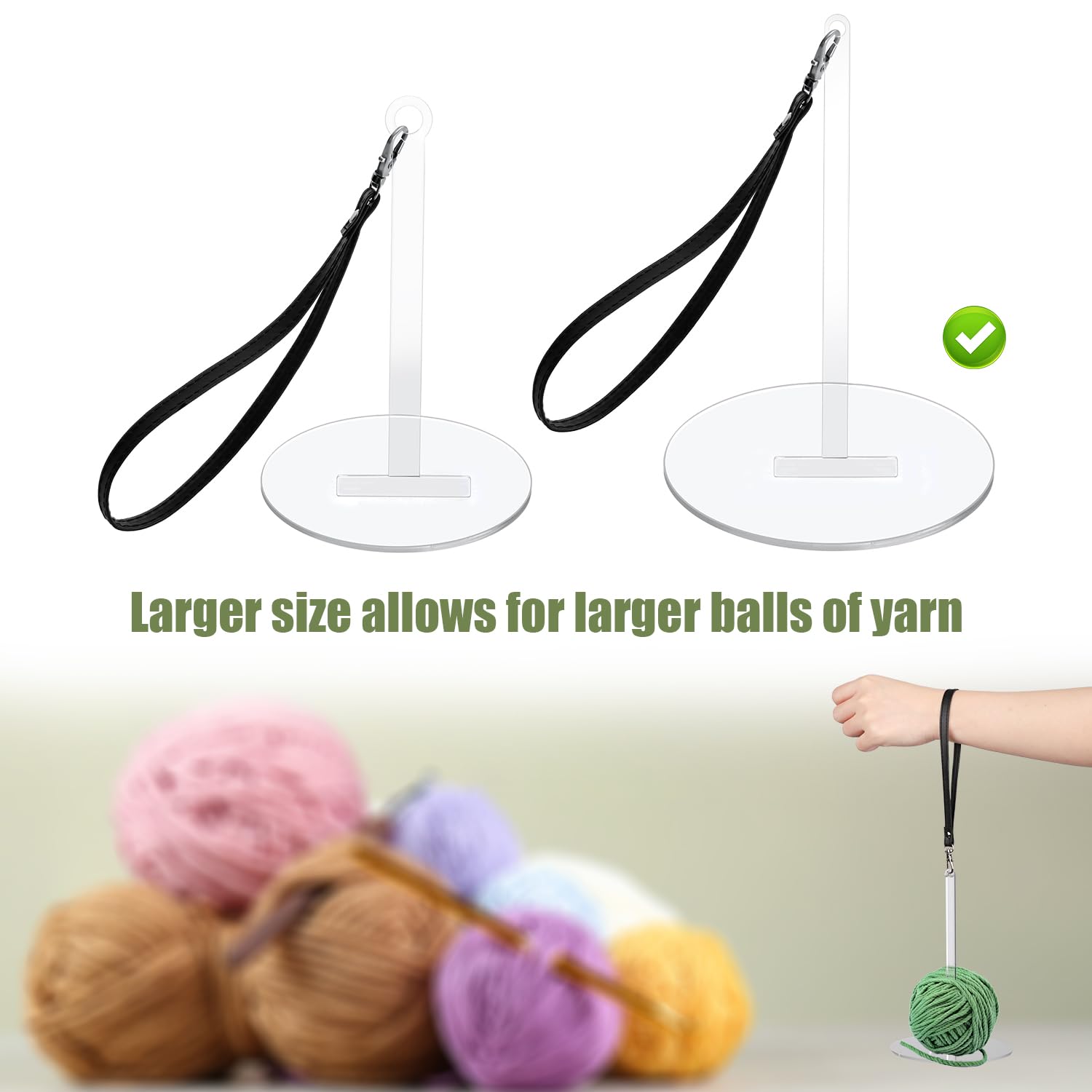 Large Wrist Yarn Holder, Acrylic Yarn Holder with Wrist Strap Portable Yarn Organizer Yarn Holder Spinner for Craft Lovers Knitting, Prevent Tangling