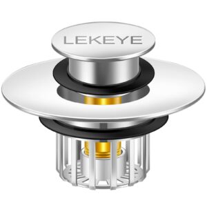 lekeye tub stopper | shower drain hair catcher | pop-up drain stopper with strainer | bathroom bathtub plug | drain protector for 1-1/2 to 1-3/4" bath drain hole - pearl chrome