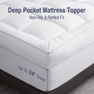 HYPREST Mattress Topper Twin XL, Extra Thick Down Alternative Mattress Topper 1300 GSM, 100% Cotton Cooling Soft Quilted Plush Pillow Top Mattress Pad 8-24"