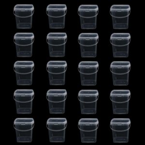 lobergel 20 pack 33oz square slime containers with lids and handles, 1000ml clear transparent plastic storage bucket container, cocktail rum buckets reusable food storage containers for parties