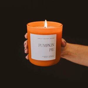 Sweet Water Decor Pumpkin Spice Candle - Soy Candle Wax with 70 Hour Burn Time - Soy Candles Non Toxic with Pumpkin Vanilla Spice & Pie Crust Scent - 100% Cotton Wick Pumpkin Candle - 15oz