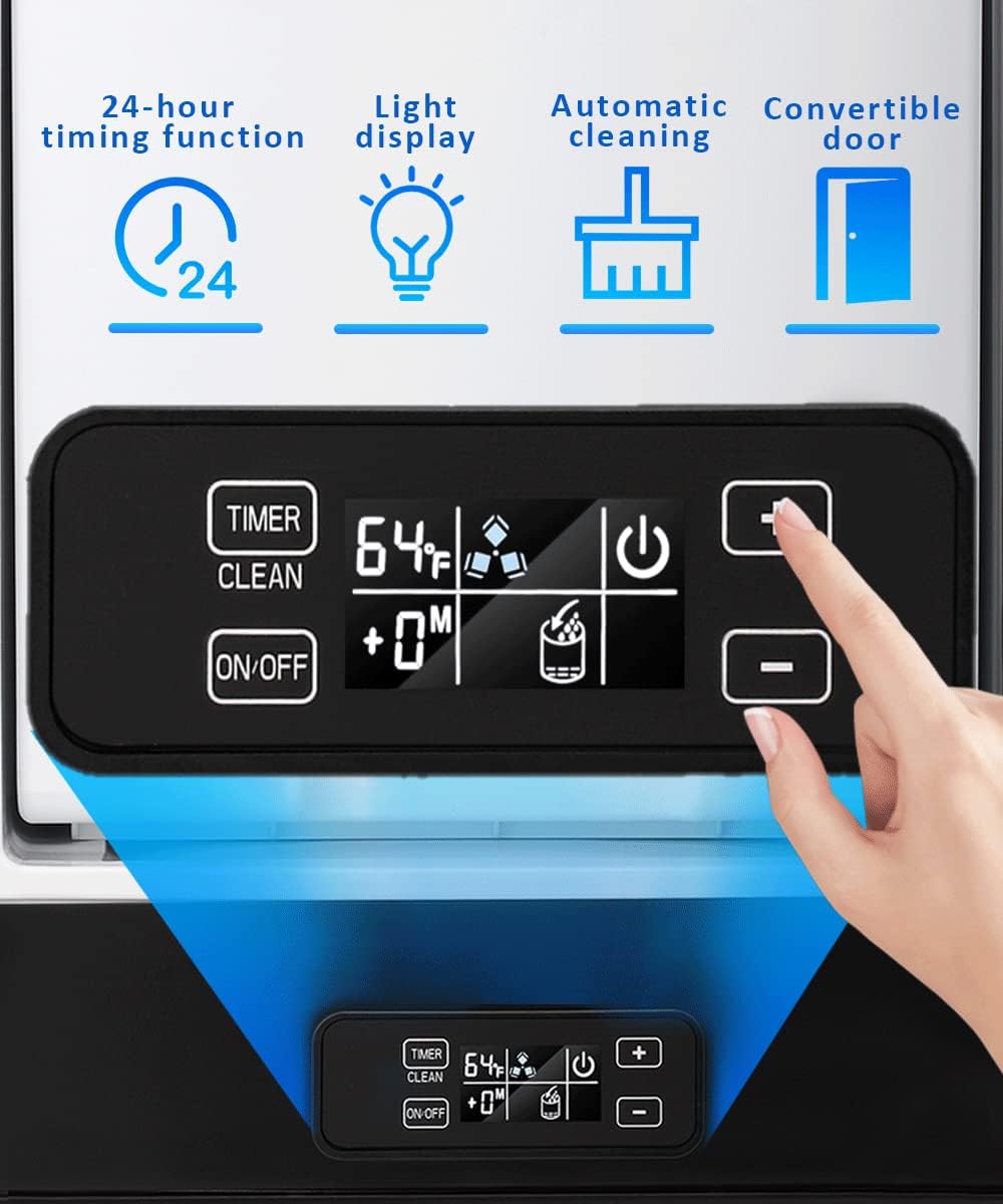 Joy Pebble Commercial Cube Ice Maker，Built-in Ice Maker Machine, 80lbs/Day, 40 Ice Cubes/Cycle, Reversible Door, Drain Pump, 24H Timer & Self-Cleaning, Under Counter Ice Cube Machine for Home, Black